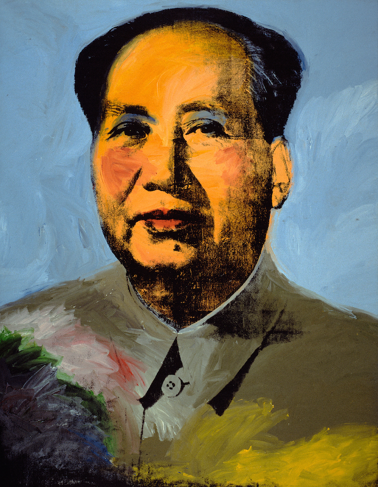 Andy Warhol, Mao, 1972. Acrylic, silkscreen ink, and graphite on linen, 14 ft. 8 1⁄2 in. × 11 ft. 4 1⁄2 in. The Art Institute of Chicago; Mr. and Mrs. Frank G. Logan Purchase Prize and Wilson L. Mead funds. © The Andy Warhol Foundation for the Visual Arts, Inc. / Artists Rights Society (ARS) New York.